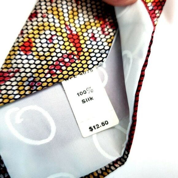 Oscar De La Renta Red‎ Silk Tie Paisley Geometric S - Picture 4 of 6